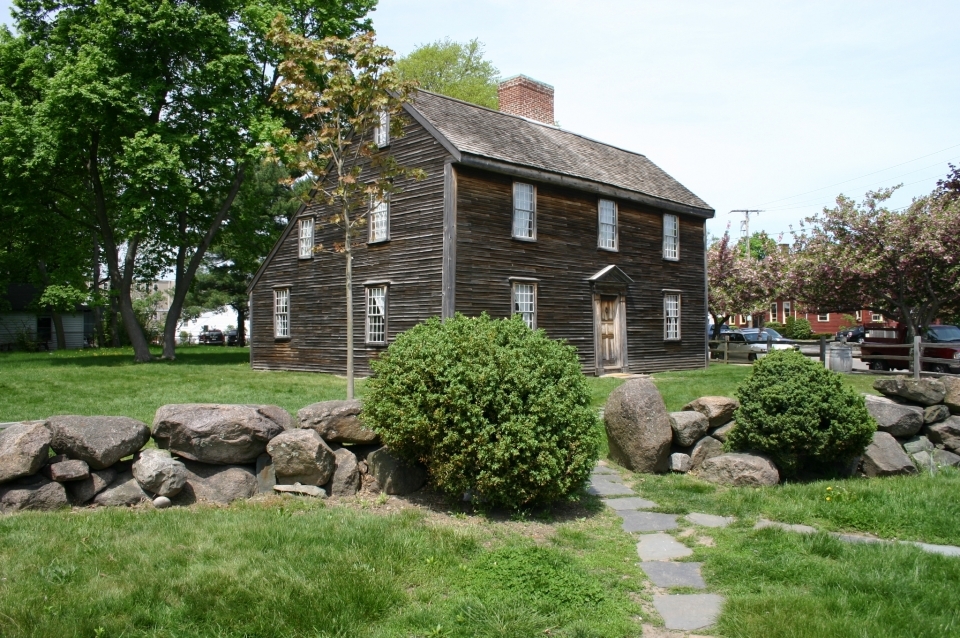 Outside view of the John Adams Birthplace taken from the John Quincy Adams Birthplace