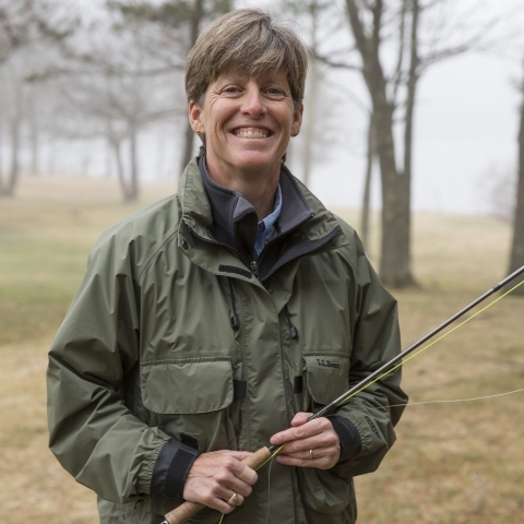 L.L. Bean Fly Fishing Instructor Sue Daignault smiles at the camera