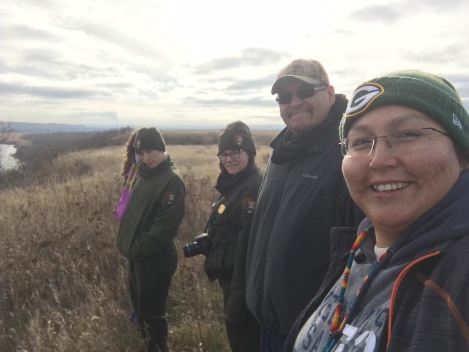 Superintendent Alisha Deegan with staff members at Knife River Indian Villages National Historic Site