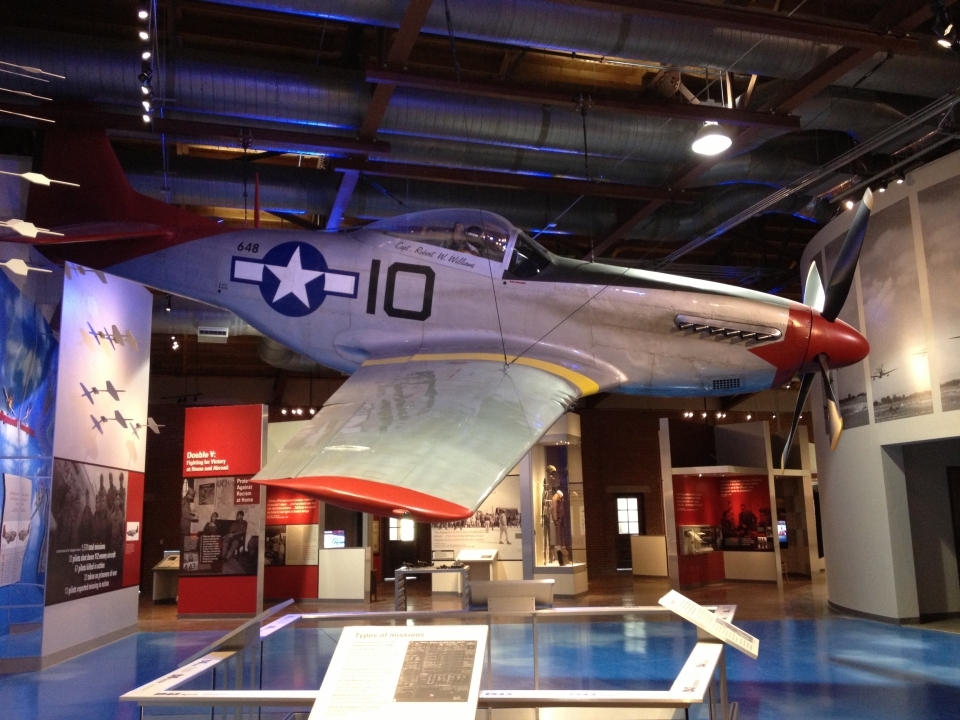 A full-size reproduction P-51 Mustang fighter plane