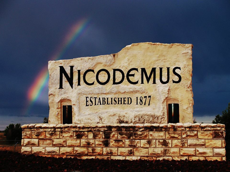 Limestone sign in Nicodemus